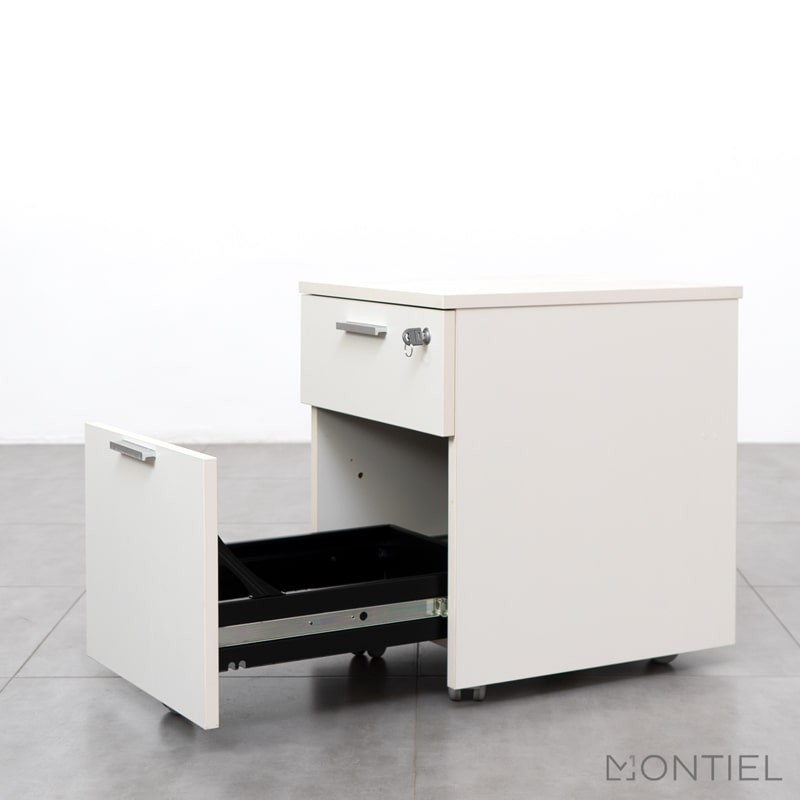 cajonera madera con ruedas blanca para oficina