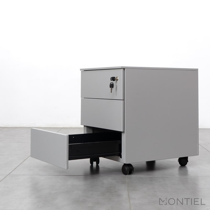 ▷ Cajonera Metálica Gris de Oficina con Llave de Kunna