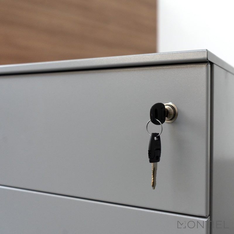 ▷ Cajonera Metálica Gris de Oficina con Llave de Kunna