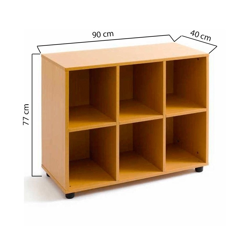 estantería madera con huecos