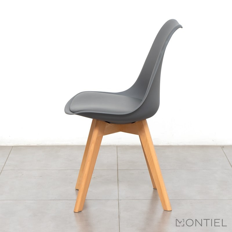 Silla Gris Estilo Nórdico con Patas Madera - Montiel