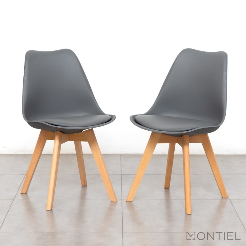 Silla Gris Estilo Nórdico con Patas Madera - Montiel