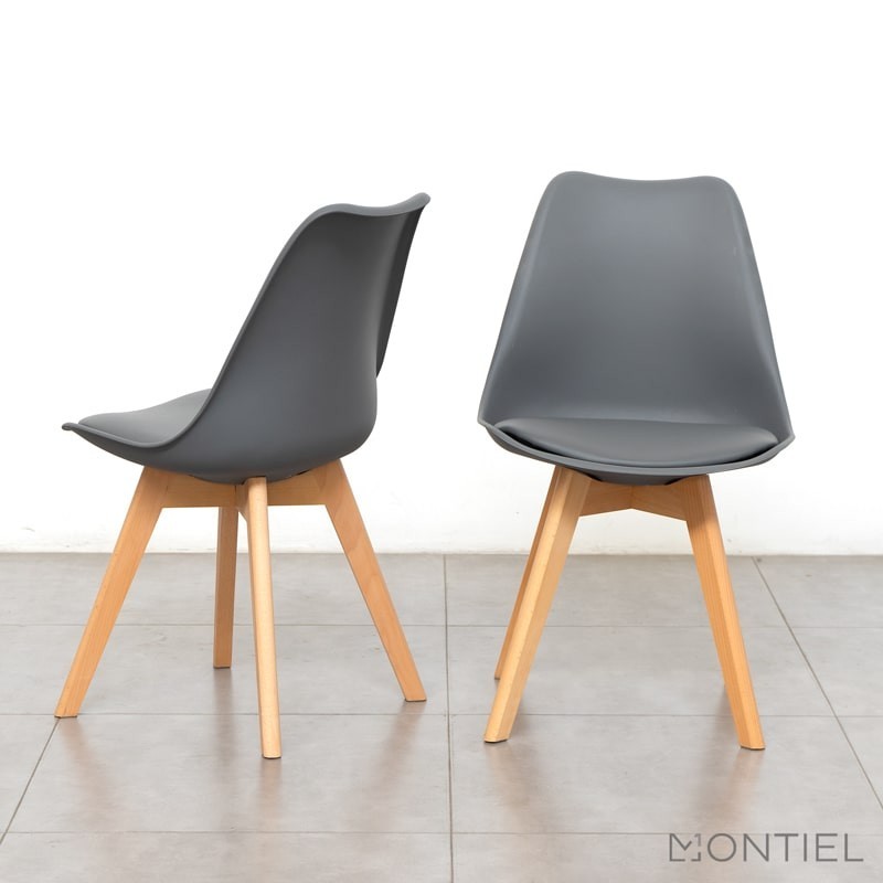 Silla Gris Estilo Nórdico con Patas Madera - Montiel