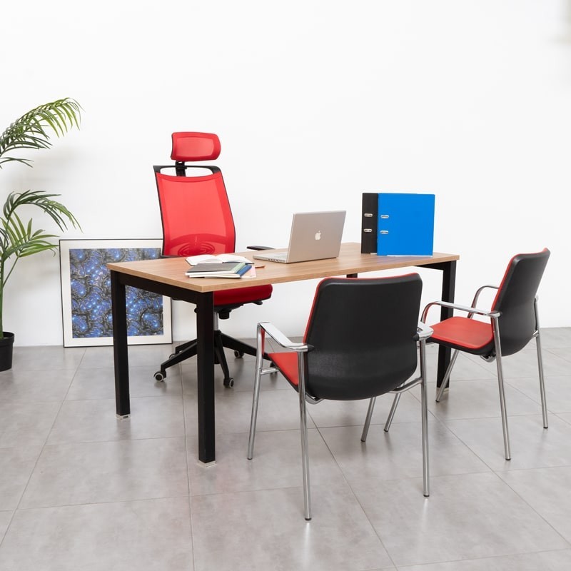 silla confidente 4 patas roja