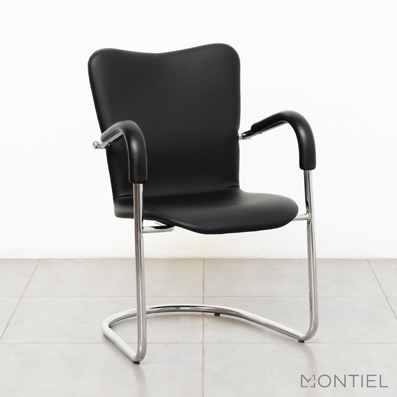 Silla Confidente Símil Piel Negra MM1012 - Montiel