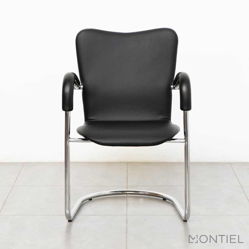 Silla Confidente Símil Piel Negra MM1012 - Montiel