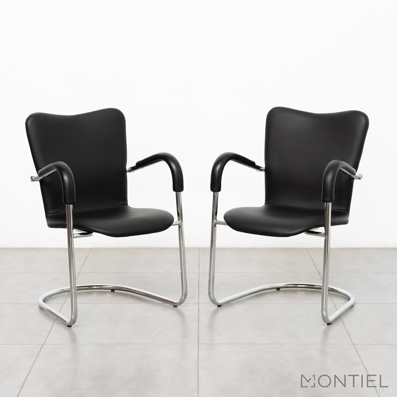 Silla Confidente Símil Piel Negra MM1012 - Montiel