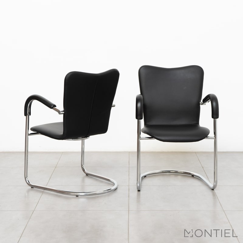Silla Confidente Símil Piel Negra MM1012 - Montiel