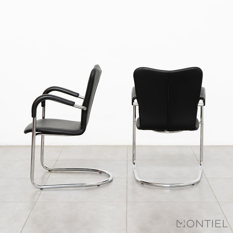 Silla Confidente Símil Piel Negra MM1012 - Montiel