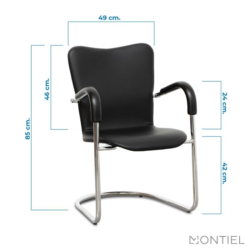 Silla Confidente Símil Piel Negra MM1012 - Montiel