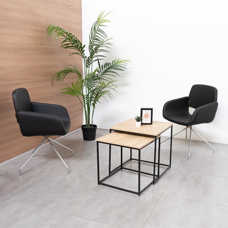 silla confidente recepcion poli piel negra