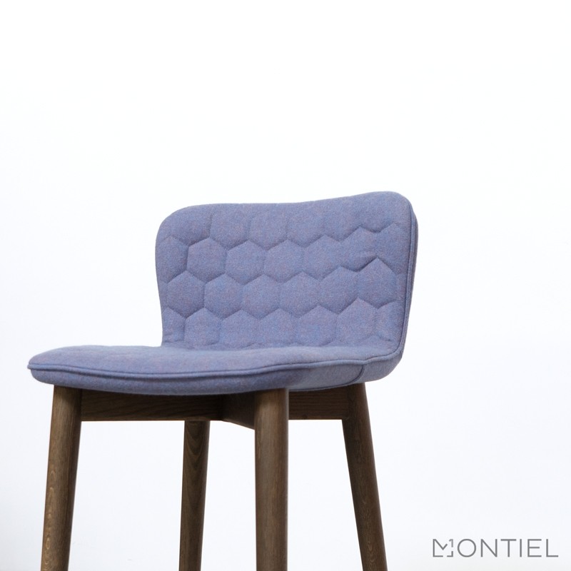 Taburete Azul con Respaldo Tapizado Tea de Sancal - Montiel
