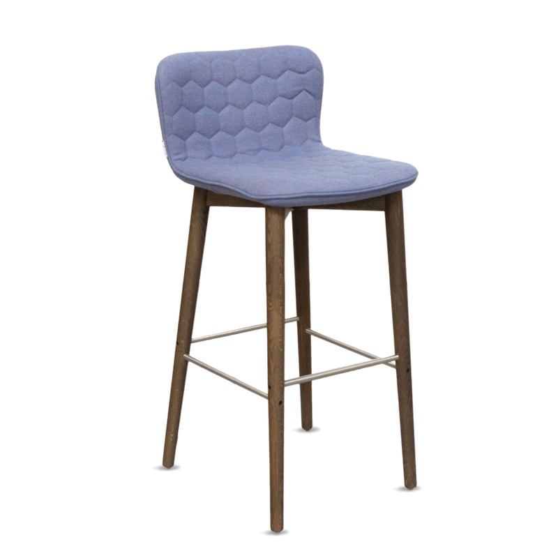 Taburete Azul con Respaldo Tapizado Tea de Sancal - Montiel