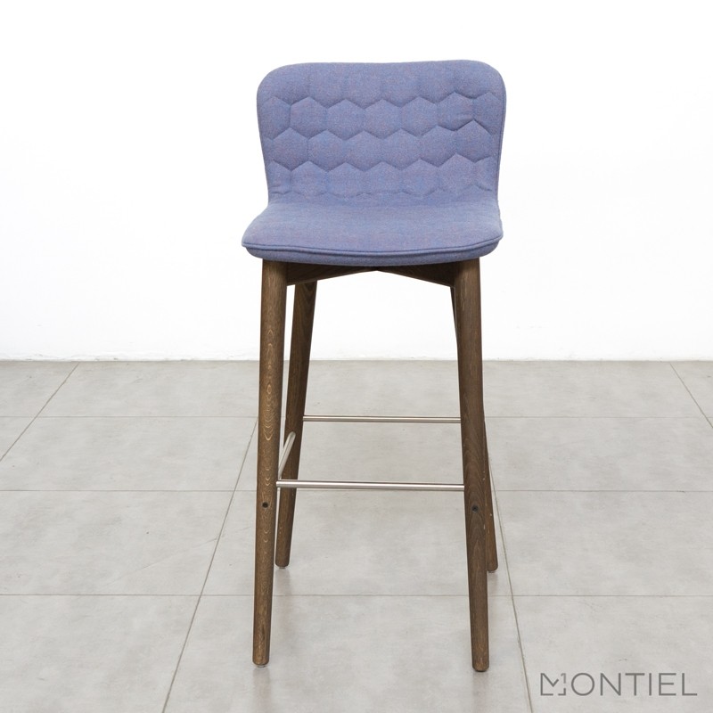 Taburete Azul con Respaldo Tapizado Tea de Sancal - Montiel