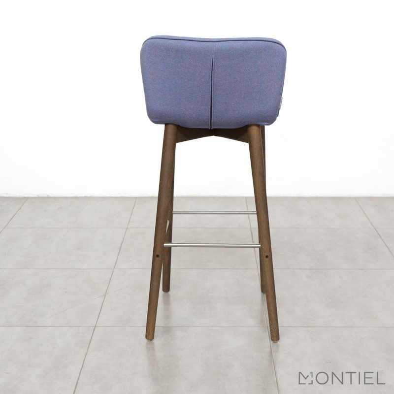 Taburete Azul con Respaldo Tapizado Tea de Sancal - Montiel