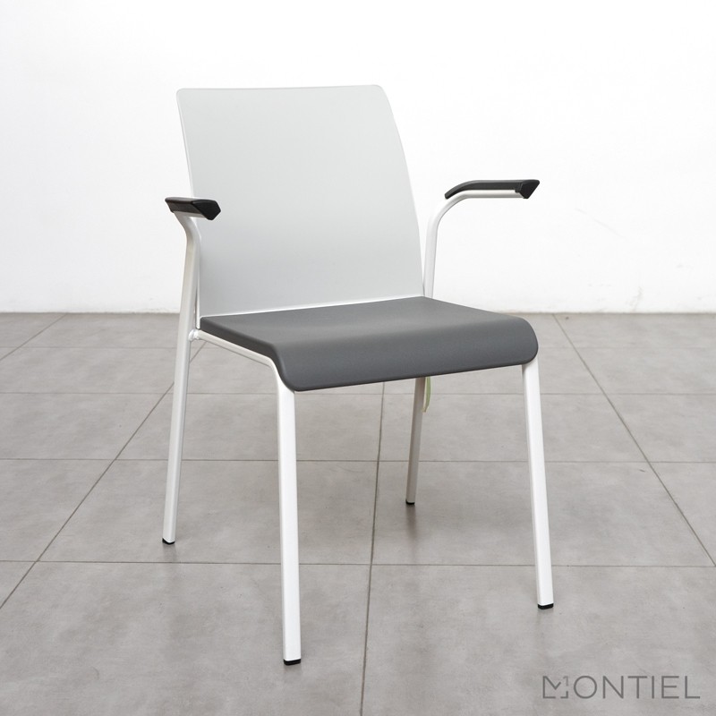 Silla Confidente Blanca y Gris Eastside - Steelcase