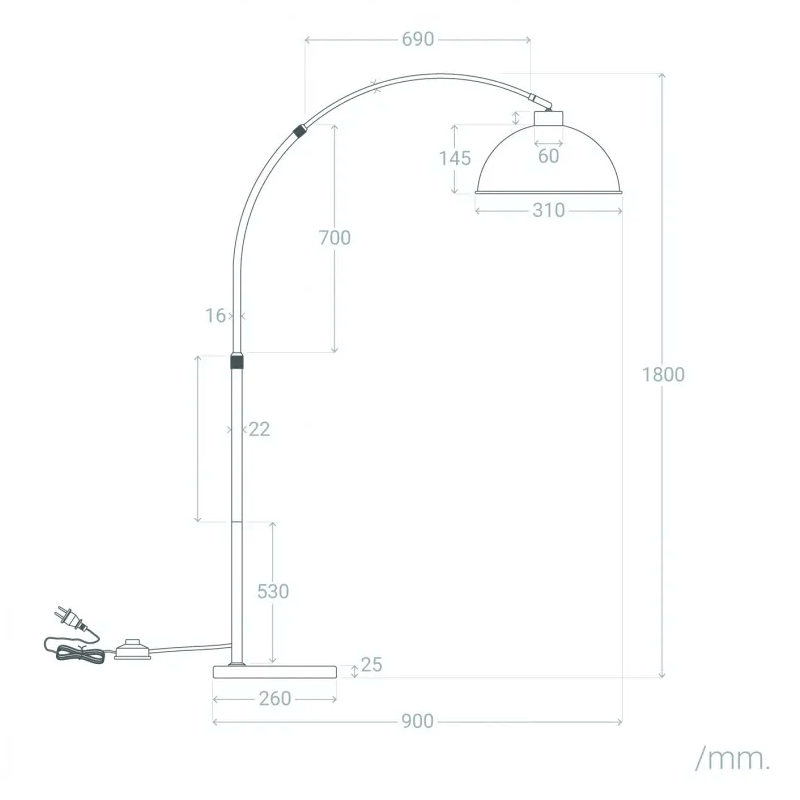 Lámpara de Pie Arco Estilo Industrial - Montiel