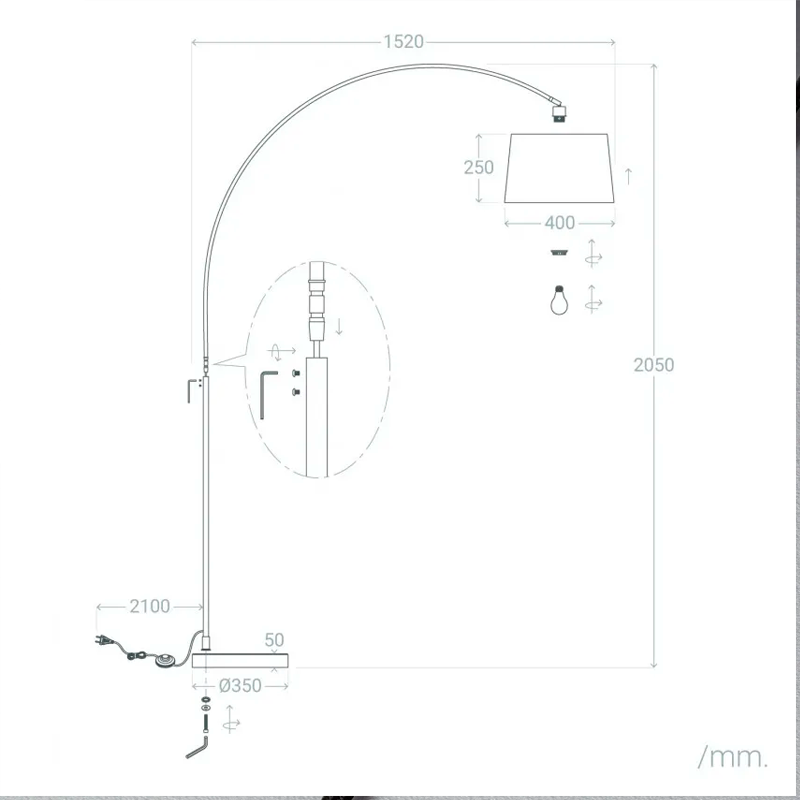 Lámpara de Pie Arco estilo Industrial Oficinas