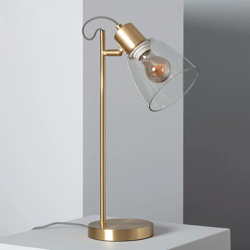 Lámpara Mesa Dorada y Cristal para Escritorio - Montiel