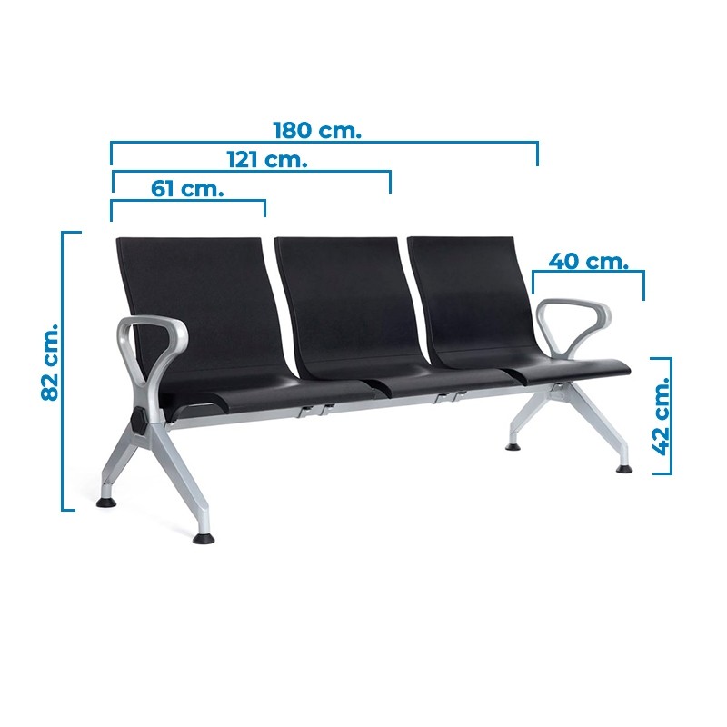 Bancada Sala de Espera Negra Bombay de Euromof
