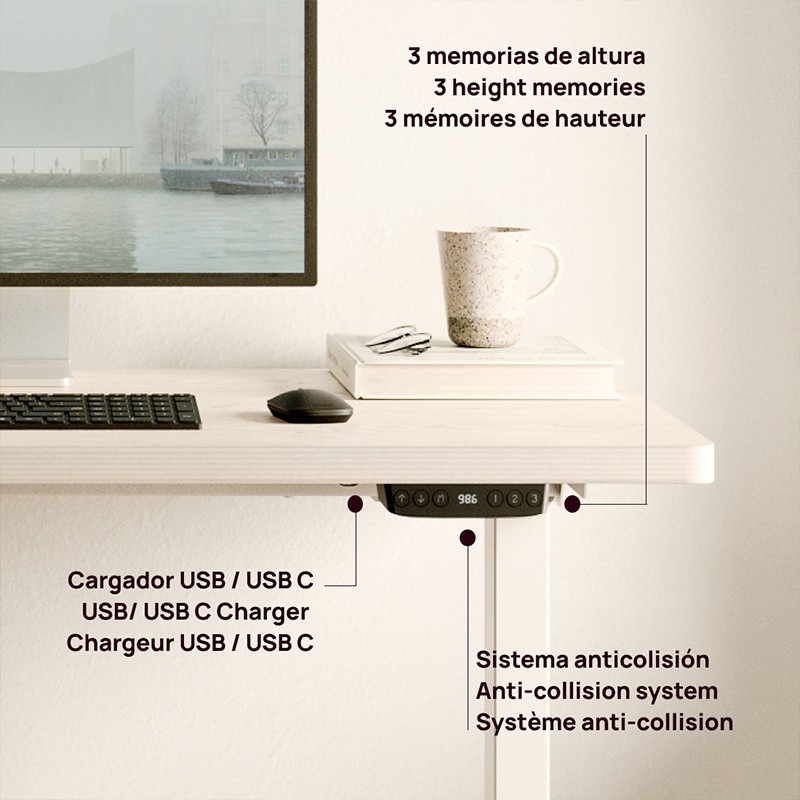 Mesa Escritorio Elevable Madera Eleva Go - Montiel