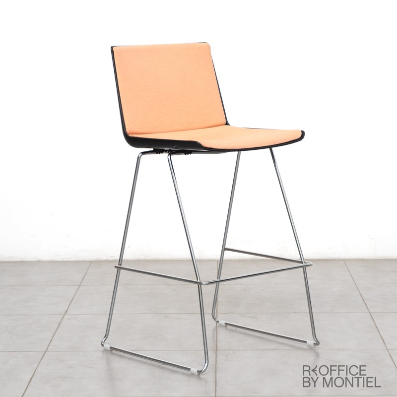 Taburete Alto Negro con Respaldo de Ofita - Reoffice