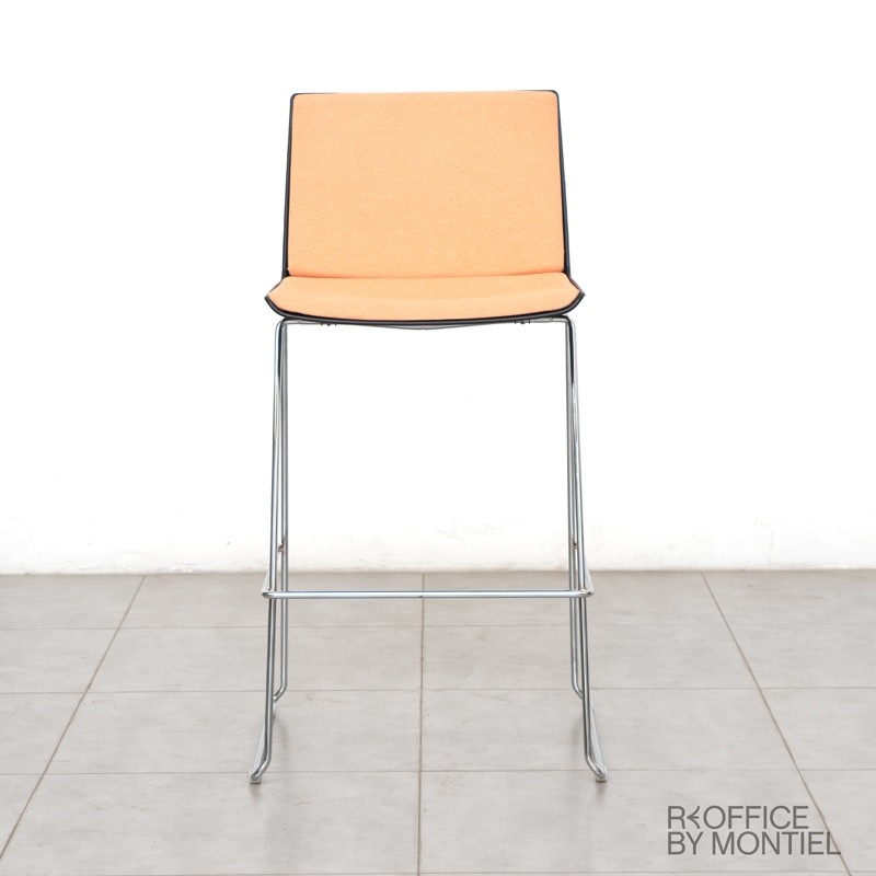 Taburete Alto Negro con Respaldo de Ofita - Reoffice