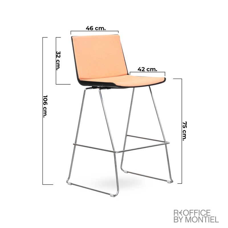 Taburete Alto Negro con Respaldo de Ofita - Reoffice