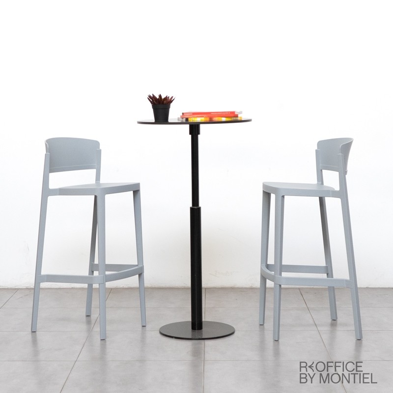 Taburete con Respaldo Gris de Leber - Reoffice