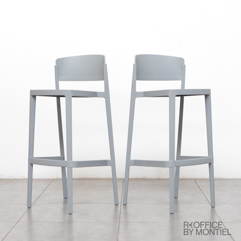 Taburete con Respaldo Gris de Leber - Reoffice