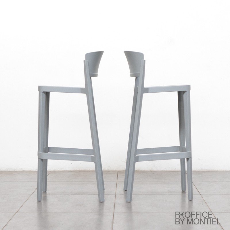 Taburete con Respaldo Gris de Leber - Reoffice