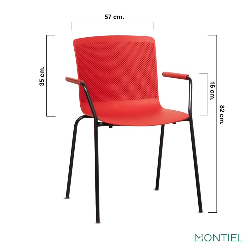 Silla 4 patas con Brazos Roja Glove de Forma5 - Montiel