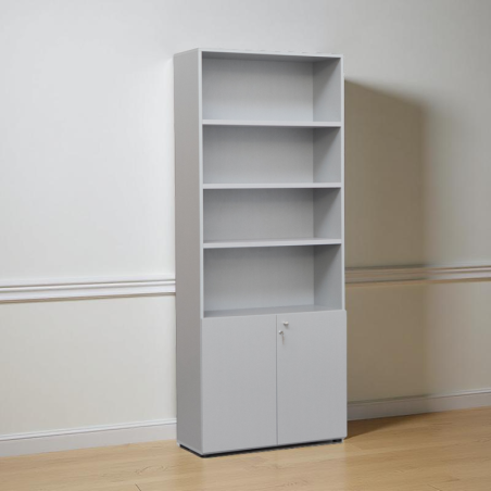 Armario Alto con Puertas Bajas Abatibles Gris - MONTIEL