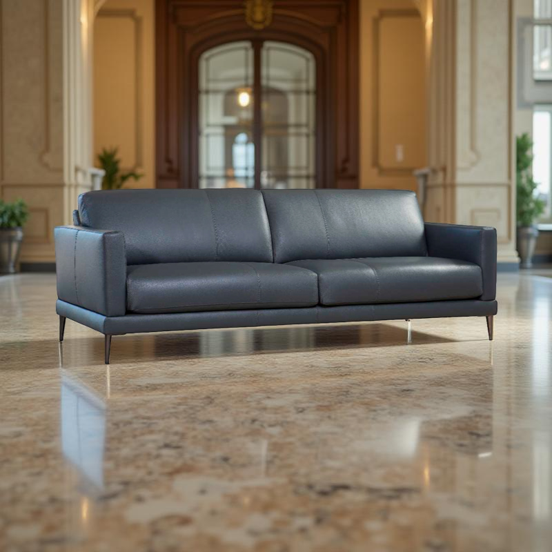 Sofá de Piel Negro 3 Plazas Mod. Doha - Montiel