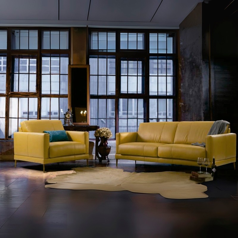 Sofá de Piel Negro 3 Plazas Mod. Doha - Montiel