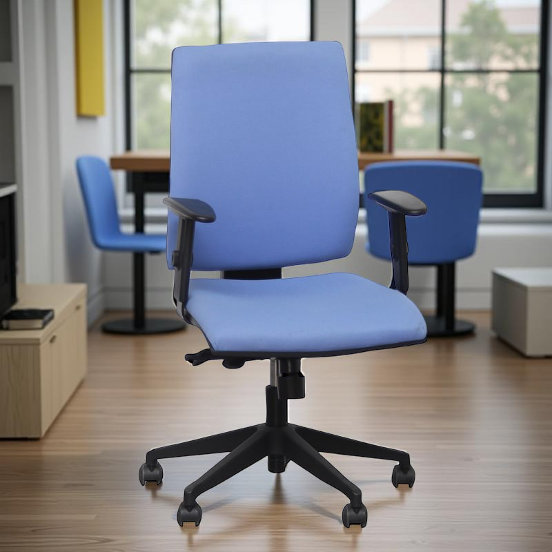 ▷ Silla Ergonómica Tapizada en Azul MM507 - Oficinas Montiel