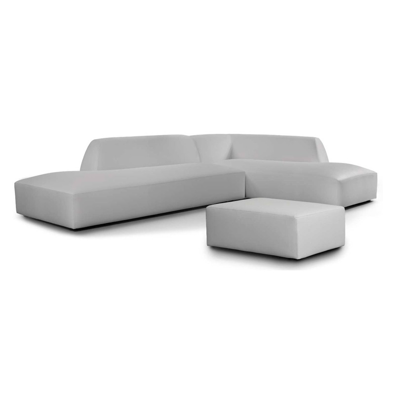 Sofá Chaislonge Moderno Piel Gris Mod. Doha - Montiel