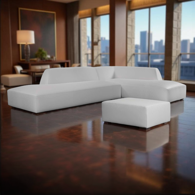 Sofá Chaislonge Moderno Piel Gris Mod. Doha - Montiel