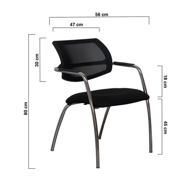 Silla Confidente Negra con Estructura Metálica Alital - Montiel