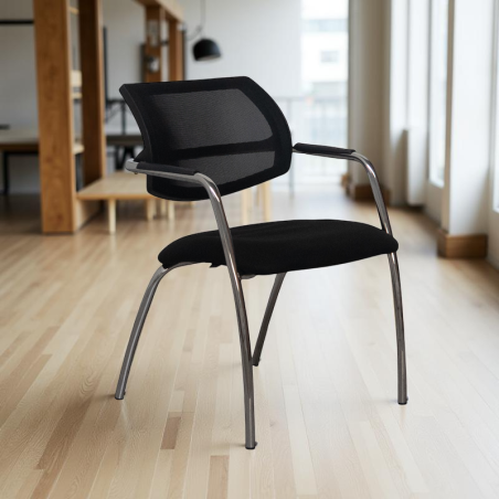 Silla Confidente Negra con Estructura Metálica Alital - Montiel