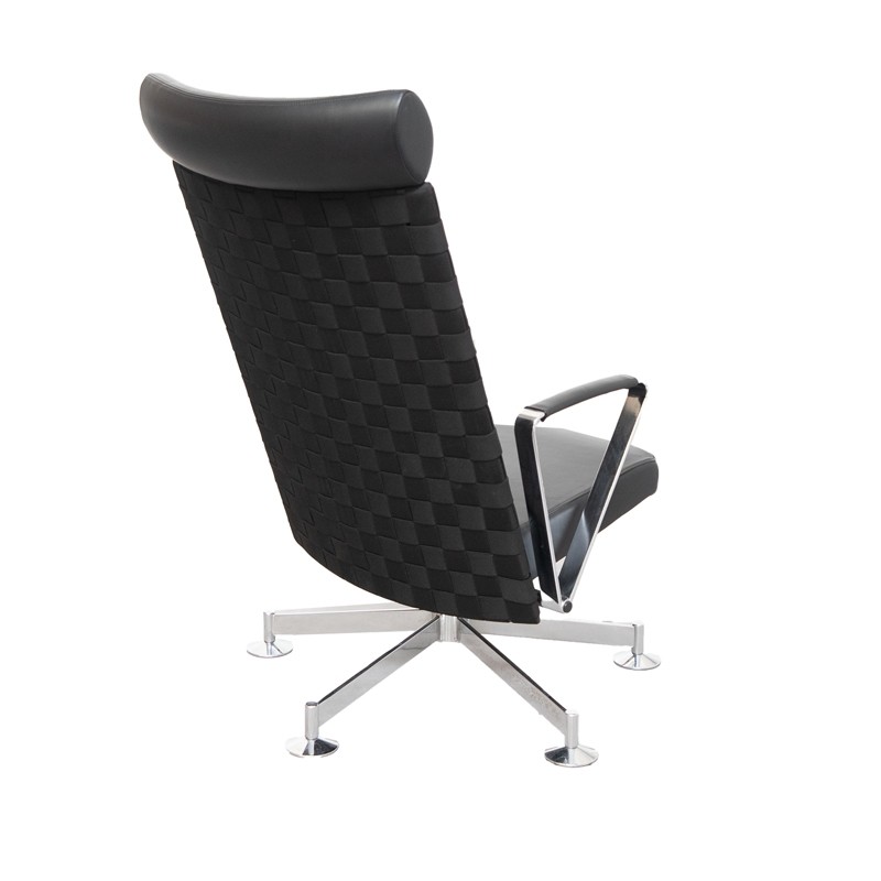 Silla Símil Piel Negra Giratoria con Reposacabezas - MM