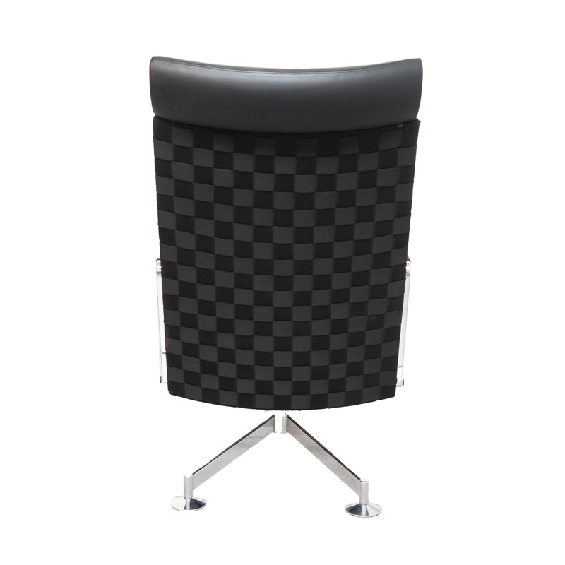 Silla Símil Piel Negra Giratoria con Reposacabezas - MM