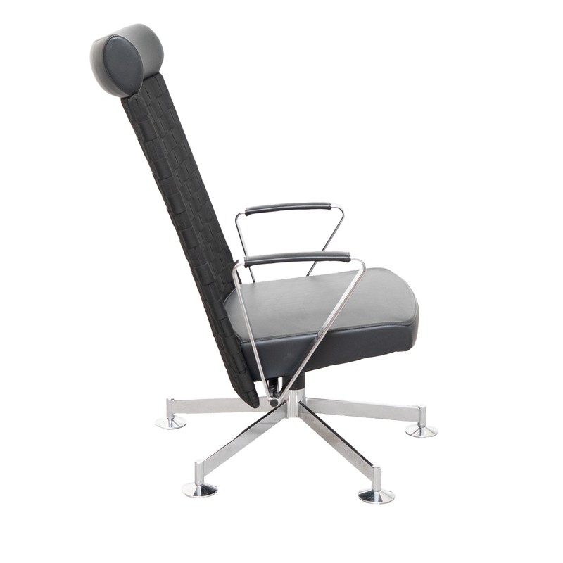 Silla Símil Piel Negra Giratoria con Reposacabezas - MM