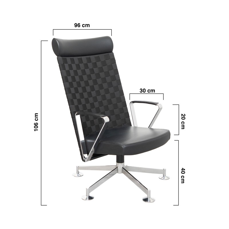 Silla Símil Piel Negra Giratoria con Reposacabezas - MM