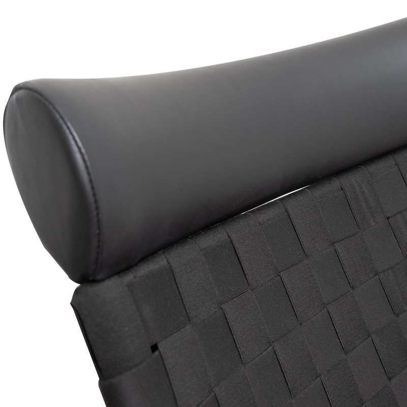 Silla Símil Piel Negra Giratoria con Reposacabezas - MM