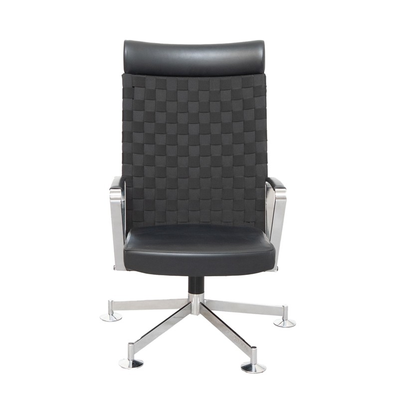 Silla Símil Piel Negra Giratoria con Reposacabezas - MM