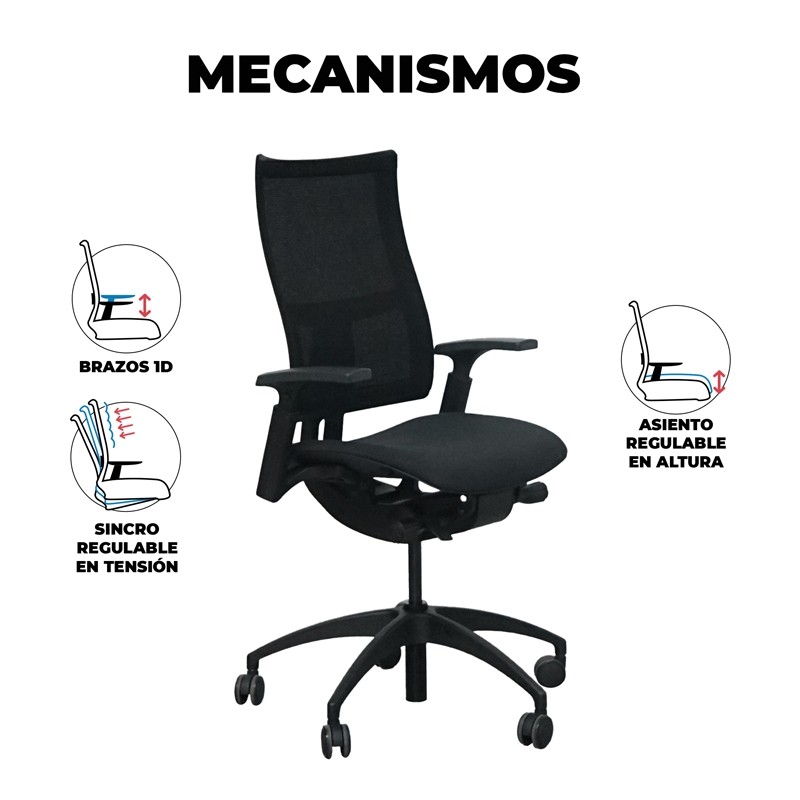 Silla Giratoria Oficina Brazos 1D de Ergotech - Montiel