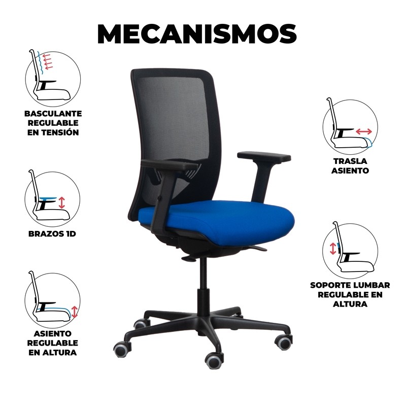 Silla Giratoria Oficina Respaldo Malla DUKE de Kunna - Montiel