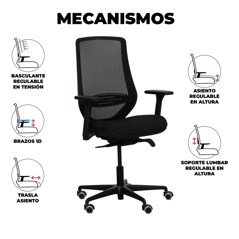 Silla Giratoria Oficina Base Negra Ronda de Kunna - Montiel