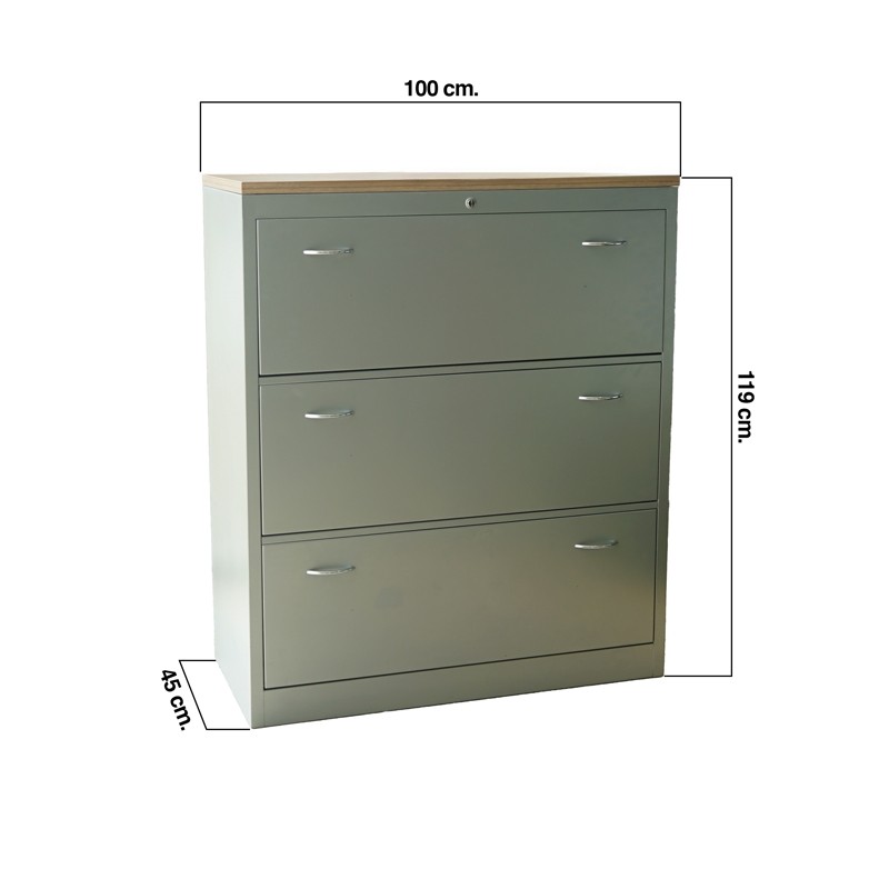 Archivador Gris 3 Cajones Metálico MM1677 de Montiel